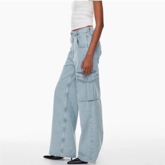 AGOLDE Minka Cargo Jeans High Rise Wide/Straight Leg Light Wash Realm Denim 27 - Picture 3 of 12